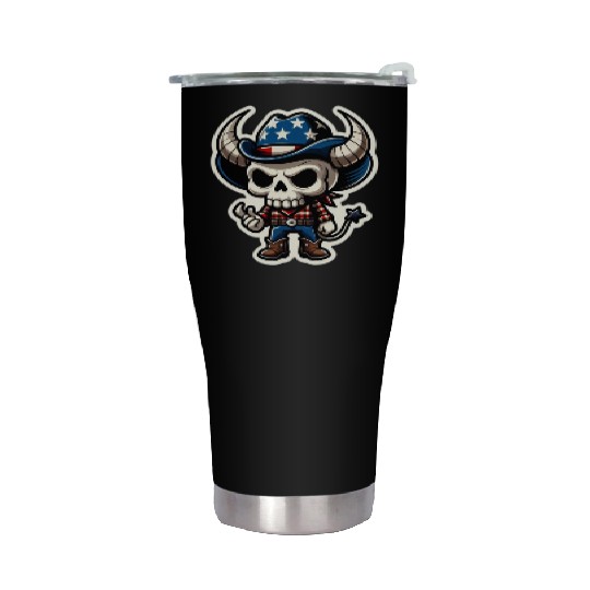 Patriotic Cowboy: Horned Skull, cowboy carter Stainless Steel Tumblers