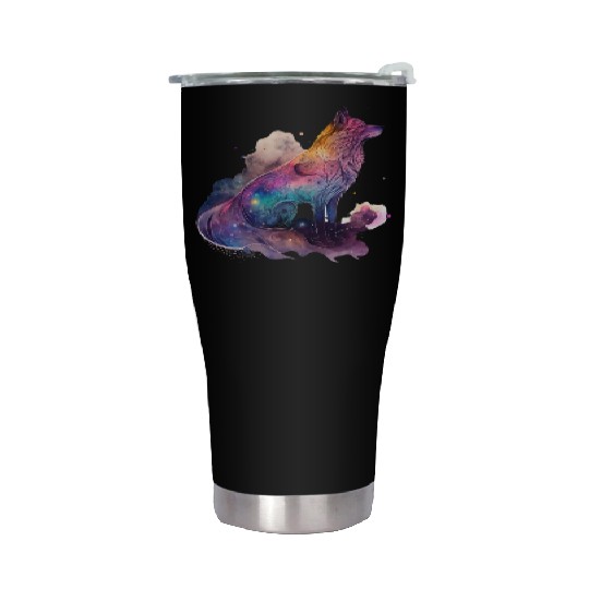 Wolf Print, Cosmic Wolves, Animal Print, Cosmos Stainless Steel Tumblers
