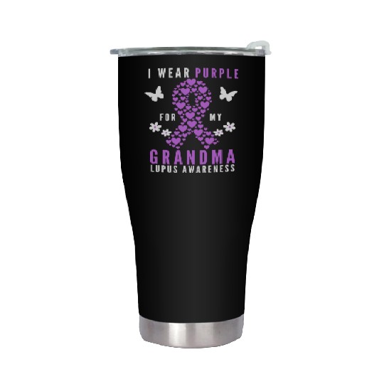I wear purple for my grandma lupus awareness Stainless Steel Tumblers