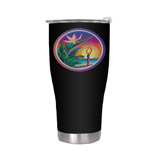 Paradise Flower and Torch Stainless Steel Tumblers