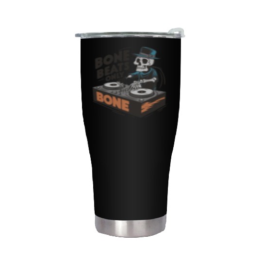 Bone Beats Only Vintage Skeleton DJ Mixing Music Stainless Steel Tumblers