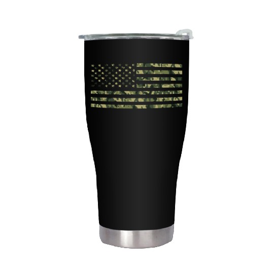 Camo American Flag USA Camouflage Men Boys Women Stainless Steel Tumblers