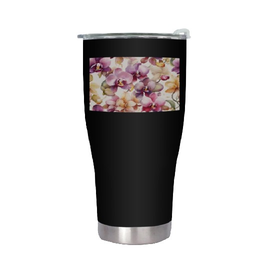Sweet Watercolor Orchid Art Stainless Steel Tumblers