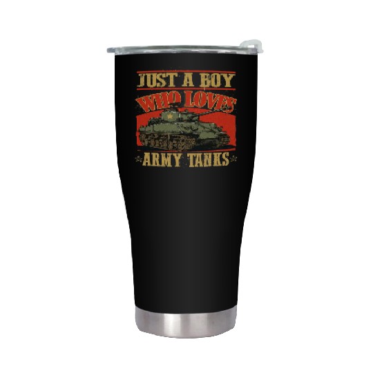 Just a Boy Who Loves Army Tanks a World War 2 Stainless Steel Tumblers