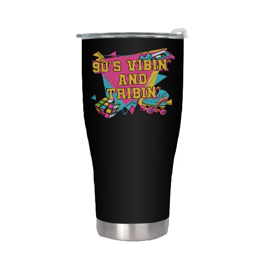 90s Vibin and Tribin 1990 Cool Chill Easygoing Par Stainless Steel Tumblers