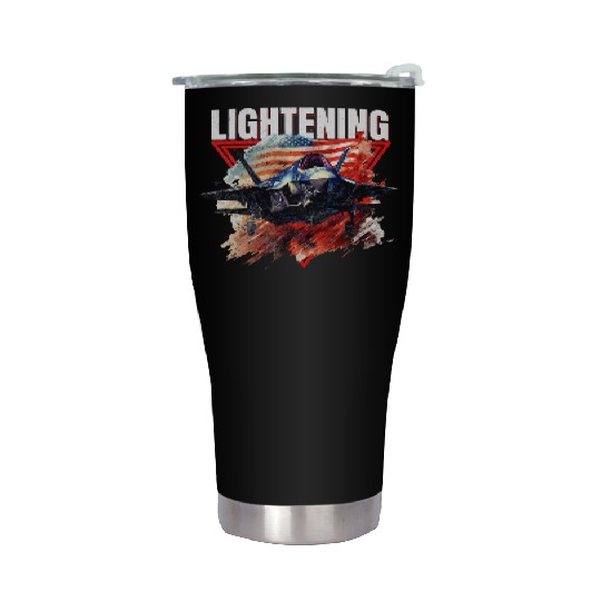 F35 Lightning Fighter Jet Plane Veteran Military Stainless Steel Tumblers