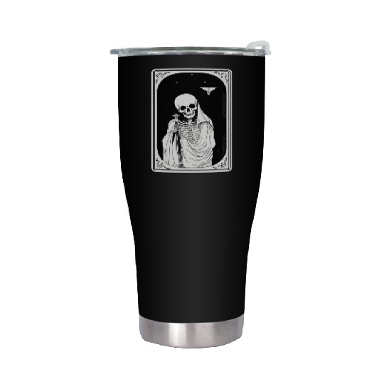 Skeleton Tarot Card Reader Astrology Occult Stainless Steel Tumblers