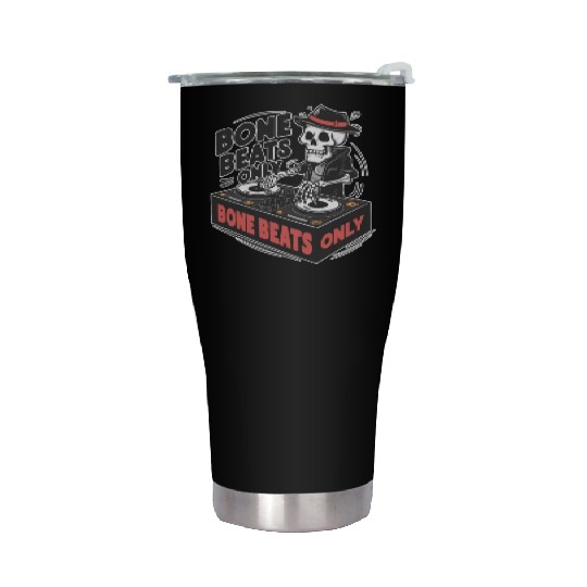 Bone Beats Only Vintage Skeleton DJ Mixing Music Stainless Steel Tumblers