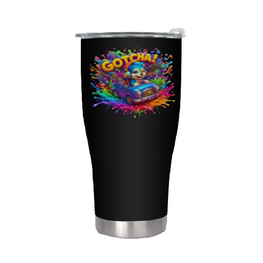 Stellar Cadence: Symphony of Neon Hues - GoTCha! Stainless Steel Tumblers