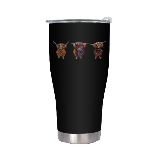CoW PRiNT ANiMaL PRiNT HiGHLaND CoWS ' ALL THRee ' Stainless Steel Tumblers