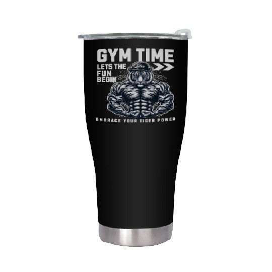 gym time tiger power Stainless Steel Tumblers