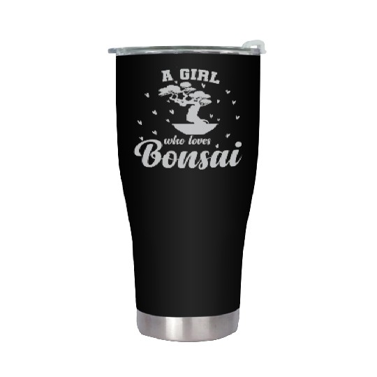 A Girl Who Loves Bonsai Art Stainless Steel Tumblers