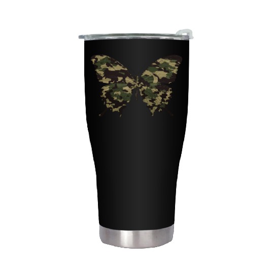 Natural Camouflage Butterfly Stainless Steel Tumblers