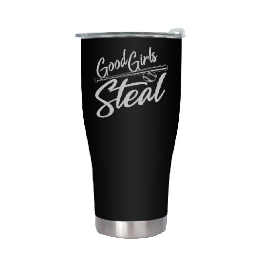 Softball Art Good Girls Steal Baseball Pitcher Stainless Steel Tumblers
