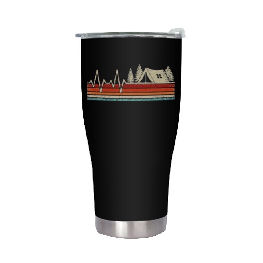 Camping Heartbeat Outdoor Nature Camper Hiking Stainless Steel Tumblers
