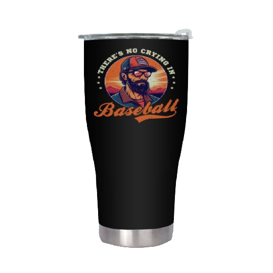 4th Of July Baseball Coach No Crying In Baseball Stainless Steel Tumblers