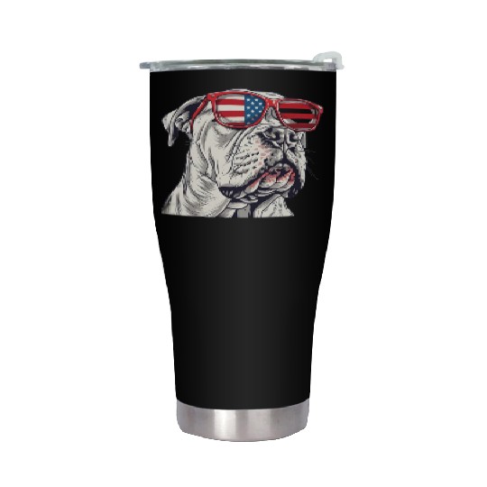 Dogo Argentino dog. 4th of July and memorial day Stainless Steel Tumblers