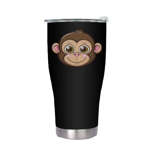 Adorable Monkey Face With Big Eyes Stainless Steel Tumblers