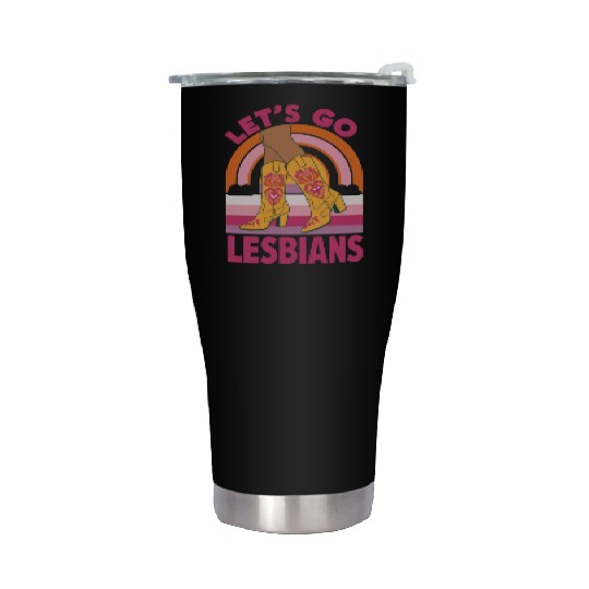Let's Go Lesbians LGBTQ Pride Month Cowgirl Stainless Steel Tumblers