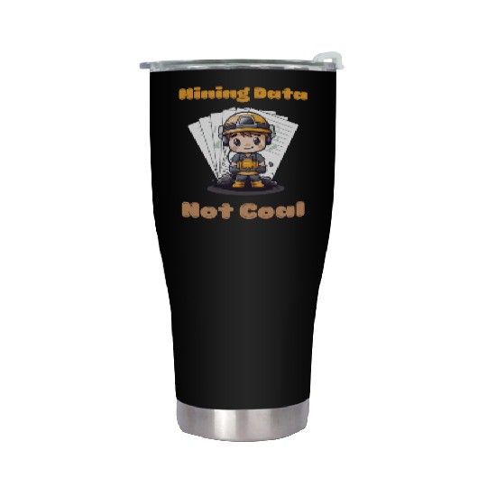 Cute Chibi Coal Miner Data Mining with Papers Illu Stainless Steel Tumblers