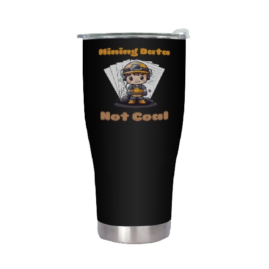 Cute Chibi Coal Miner Data Mining with Papers Illu Stainless Steel Tumblers