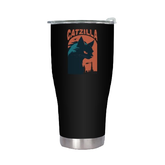 Catzilla king of Cat monster Stainless Steel Tumblers