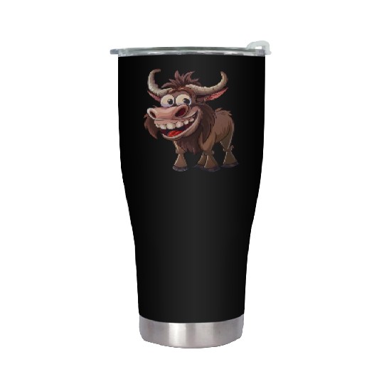 Happy Yak Cartoon Character Fun Stainless Steel Tumblers