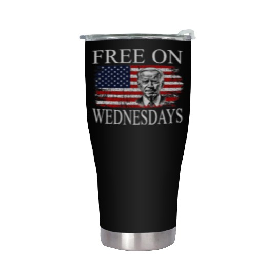 Free On Wednesdays US Flag Patriotic Joe Biden Stainless Steel Tumblers