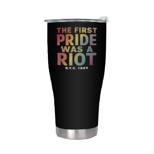 The First Pride Was A Riot LGBT Gay Ally Rainbow Stainless Steel Tumblers
