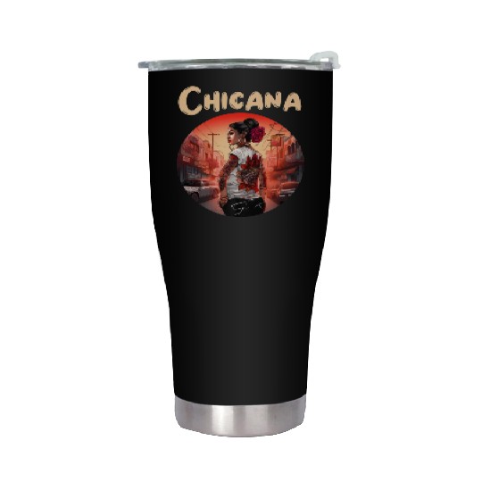 Chicana Lowrider Clothes Mexican American Stainless Steel Tumblers