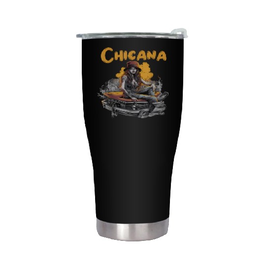 Chicana Lowrider Clothes Mexican American Stainless Steel Tumblers