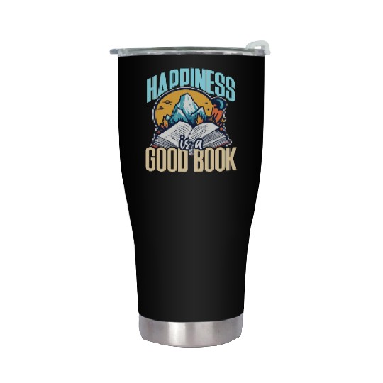 Literature Teacher Happiness Is A Good Book Reader Stainless Steel Tumblers