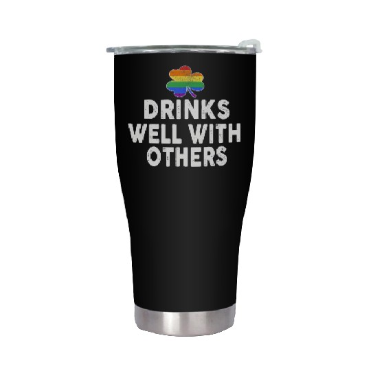 Drinks Well With Others LGBT Gay St Patricks Day Stainless Steel Tumblers