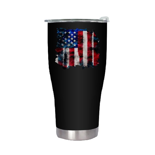 Patriotic American Flag July 4th Stainless Steel Tumblers