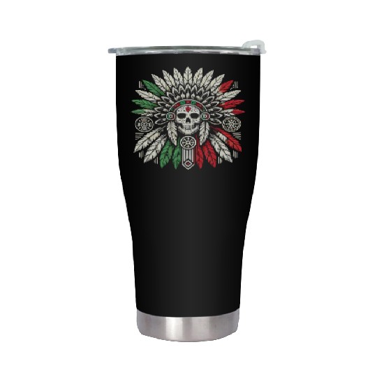 Aztec Warrior Indigenous Mexican Aztec Jaguar Stainless Steel Tumblers