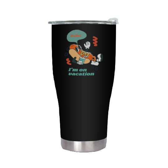 Cute funny joyful Relaxed Vacation Hot Dog Stainless Steel Tumblers