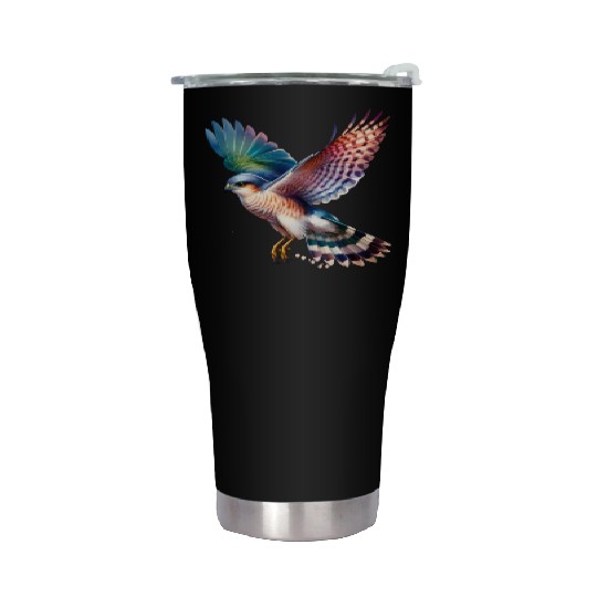 Collared Sparrowhawk in Flight Stainless Steel Tumblers