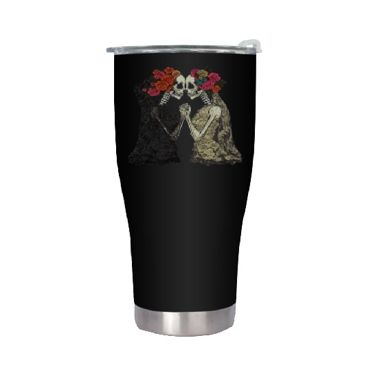 Lesbian Couple Skeletons Kissing LGBTQ Pride Stainless Steel Tumblers