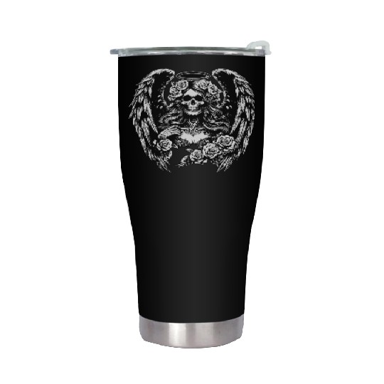 Dark Art Skull Angel Face with Wings Horror Grunge Stainless Steel Tumblers