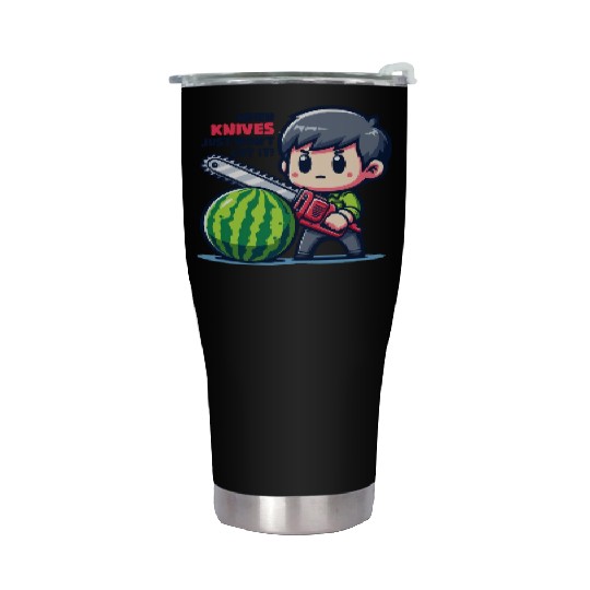 Cutting Watermelon - Melon Chainsaw Stainless Steel Tumblers