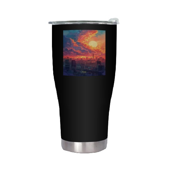 Beautiful Sunset in Tokyo City Japan Stainless Steel Tumblers