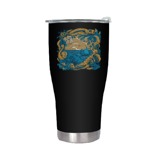 Sun Kissed Shores A Mediterranean Odyssey Stainless Steel Tumblers