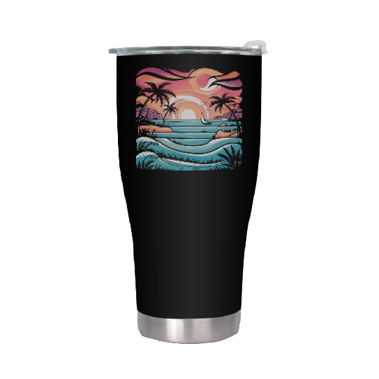 Azure Embrace Mediterranean Dreamscapes Stainless Steel Tumblers