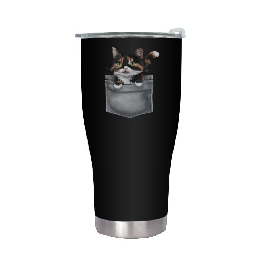 Japanese Bobtail Cat In Pocket Stainless Steel Tumblers