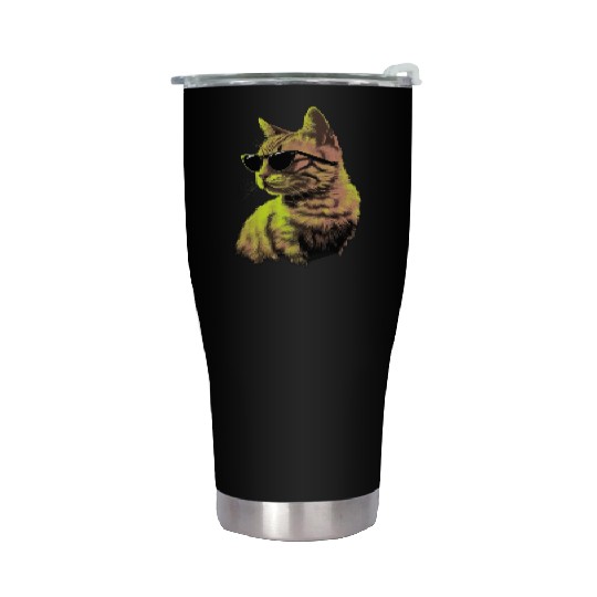 Japanese Bobtail Cat Sunglasses Stainless Steel Tumblers