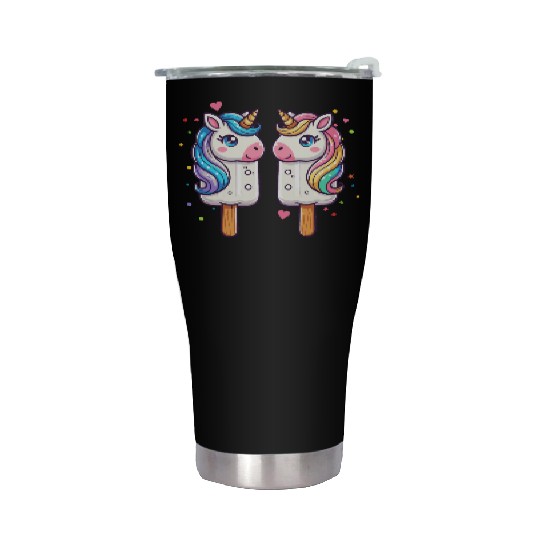 Colorful unicorn ice cream motif for summer Stainless Steel Tumblers