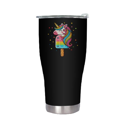 Colorful unicorn ice cream motif for summer Stainless Steel Tumblers