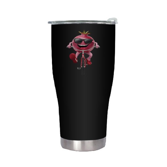 Pomegranate Cycling On Bike Realistic Stainless Steel Tumblers