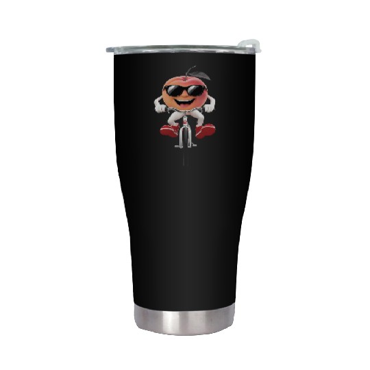 Apricot Cycling On Bike Realistic Stainless Steel Tumblers