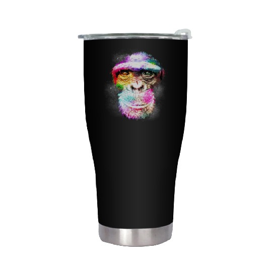 Colorful Retro Realistic Monkey Face Funny Graphic Stainless Steel Tumblers